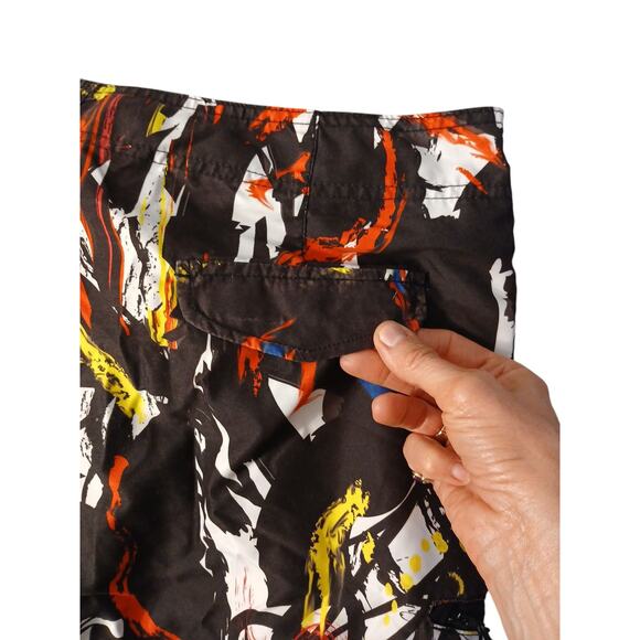 Waimea Board Shorts Mens Sz 36 Black Graffiti Paint Color Splash Art Swim Trunks - Picture 5 of 15